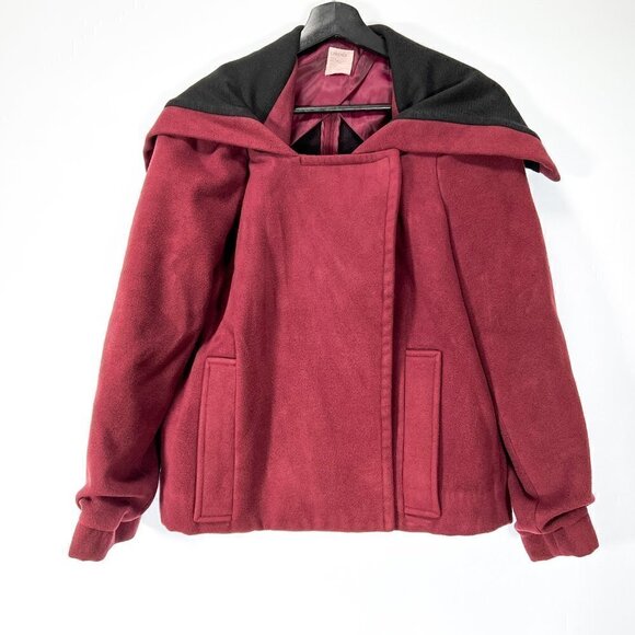 L'agence Burgundy Fleece Snap Button Jacket Size 0 - Picture 1 of 6